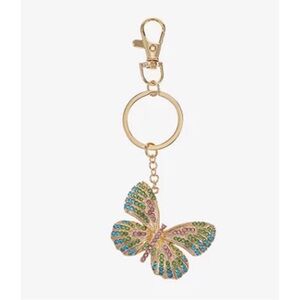 Jeweled Gold Butterfly Keychain Bag Charm